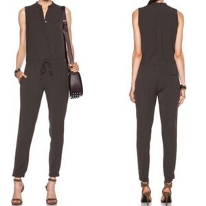 Vince Sleeveless Crepe Drawstring Jumpsuit in Palm size 6